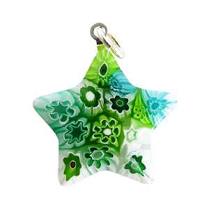 ヴェネチアングラス ペンダントトップ フィオレット スター グリーン   エルコレ・モレッティ（ストラップ付）