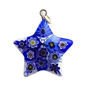 ヴェネチアングラス ペンダントトップ フィオレット スター ネイビー   エルコレ・モレッティ（ストラップ付）
