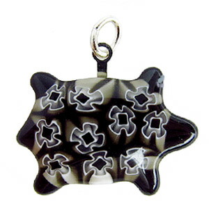 ヴェネチアングラス ペンダントトップ アニマル カメ ブラック   エルコレ・モレッティ（ストラップ付）