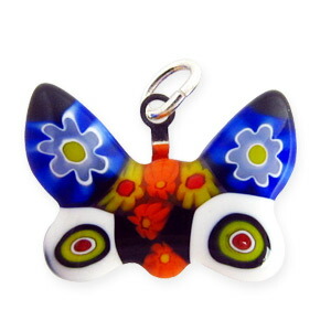 ヴェネチアングラス ペンダントトップ アニマル チョウ ブルー   エルコレ・モレッティ（ストラップ付）