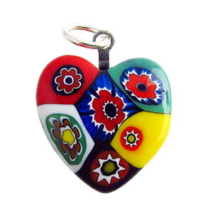 ヴェネチアングラス ペンダントトップ ハートタイプ マルチカラー   エルコレ・モレッティ（ストラップ付）