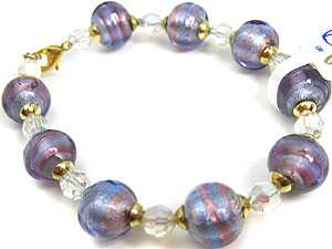 ヴェネチアングラス ソンメルソ ブレスレット パープル   エルコレ・モレッティ