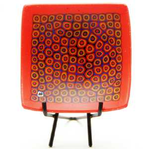 ヴェネチアングラス プレート レッド [piatto8×8-151A] [縦]約8cm [横]約8cm [高さ]約3cm   エルコレ・モレッティ