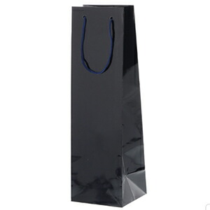 ワイン用　紙袋　（ボトルのまま入れる専用）　幅130×マチ100×高365mm　黒