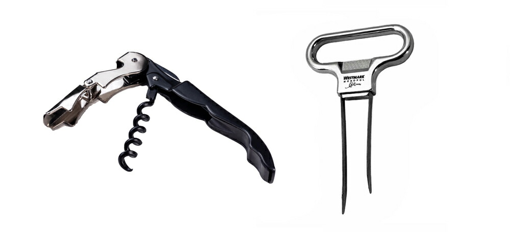 ダブルアクションタイプのソムリエとプロング式・二枚刃タイプのオープナー