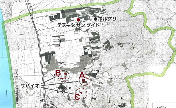 ボルゲリの地図、所有畑場所記載