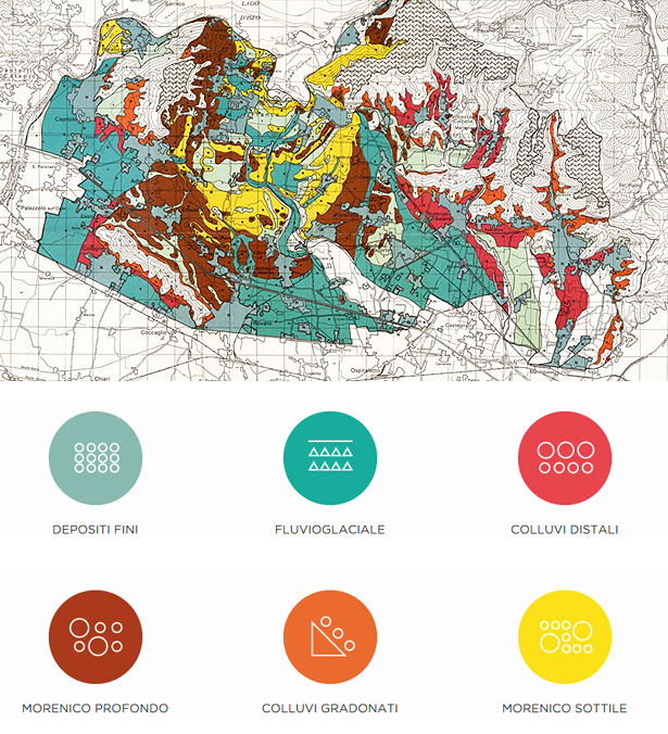 フランチャコルタの土壌分布