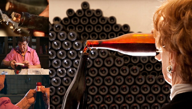 出荷されるボトルを一本一本澱引きする気の遠くなるような作業