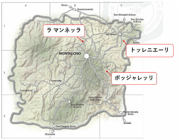 モンタルチーノ地図