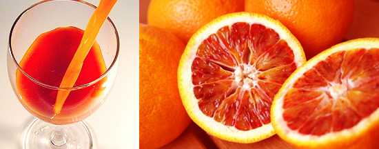 ブラッドオレンジと果汁