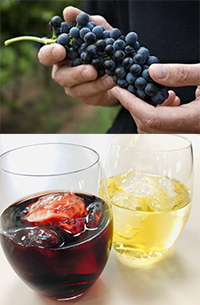 ブドウと氷入りワイン